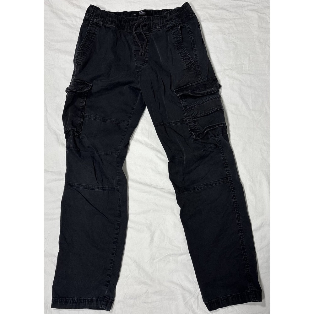 Hollister Womens Slim Straight Cargo Pants Black Drawstring Waist Modern M